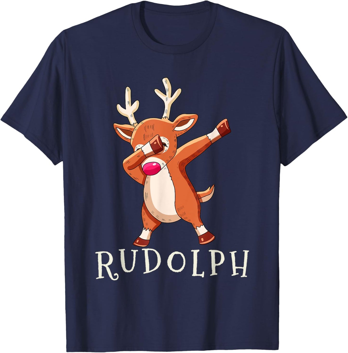 RUDOLPH Santas Reindeers Family Matching Outfit Christmas T-Shirt - T-Shirt | Navy
