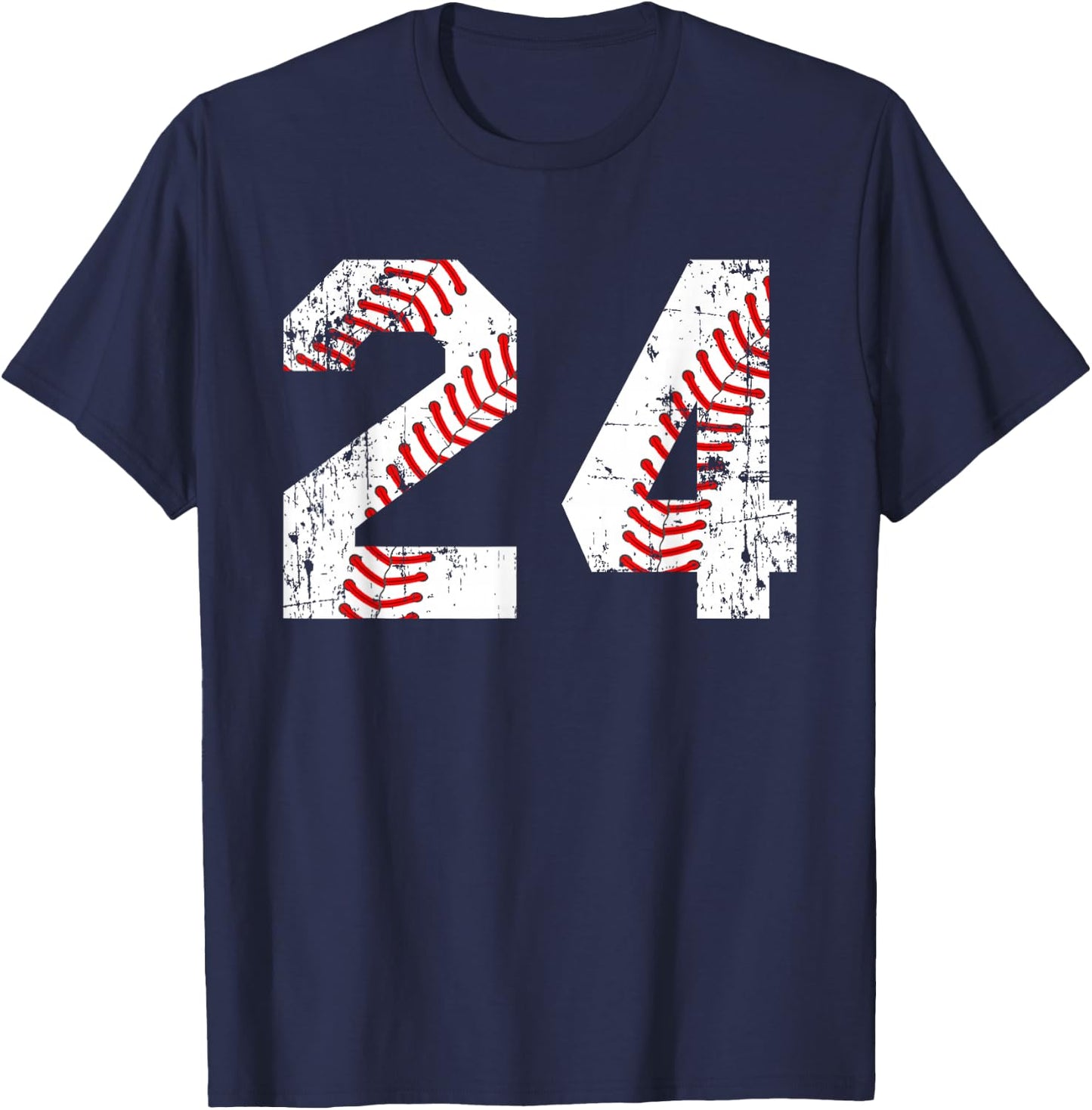 Vintage Baseball 24 Jersey Number T-Shirt - T-Shirt | Navy