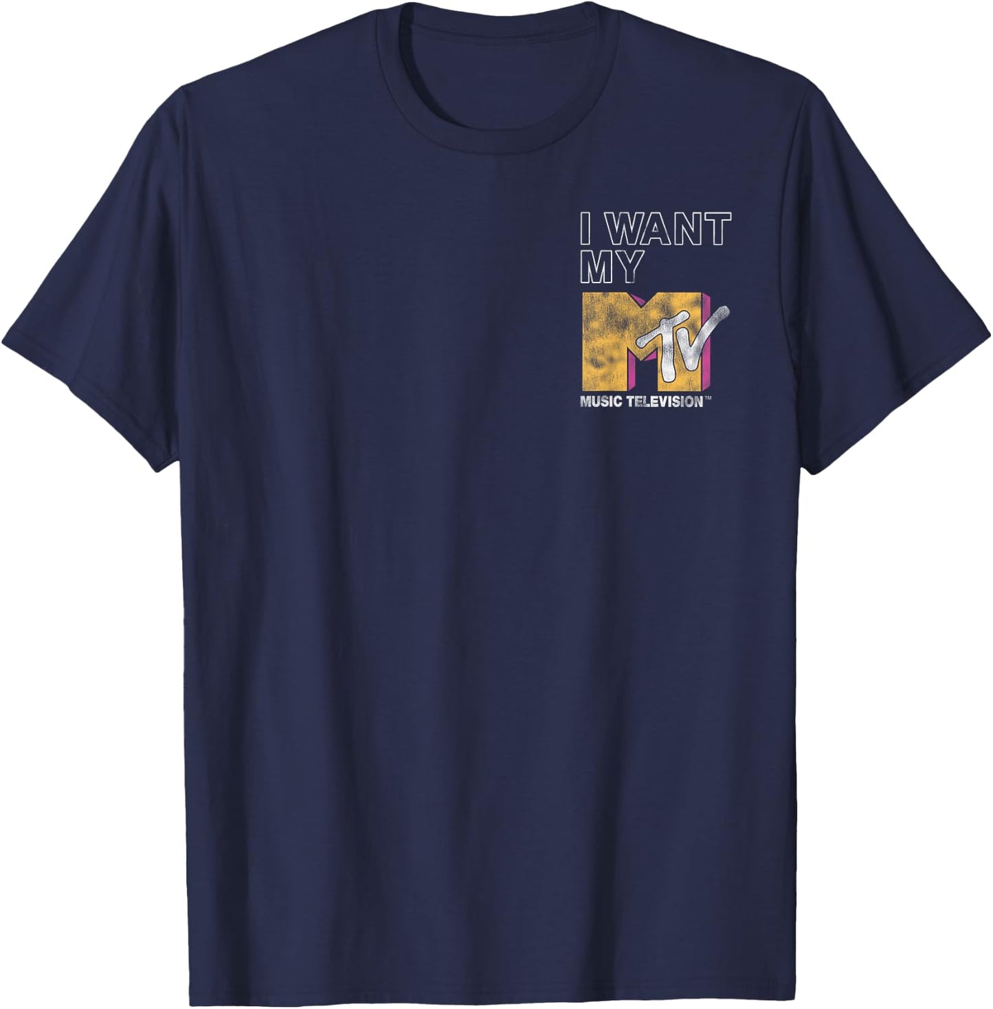MTV I Want My MTV Television Stack Back T-Shirt - T-Shirt | Navy