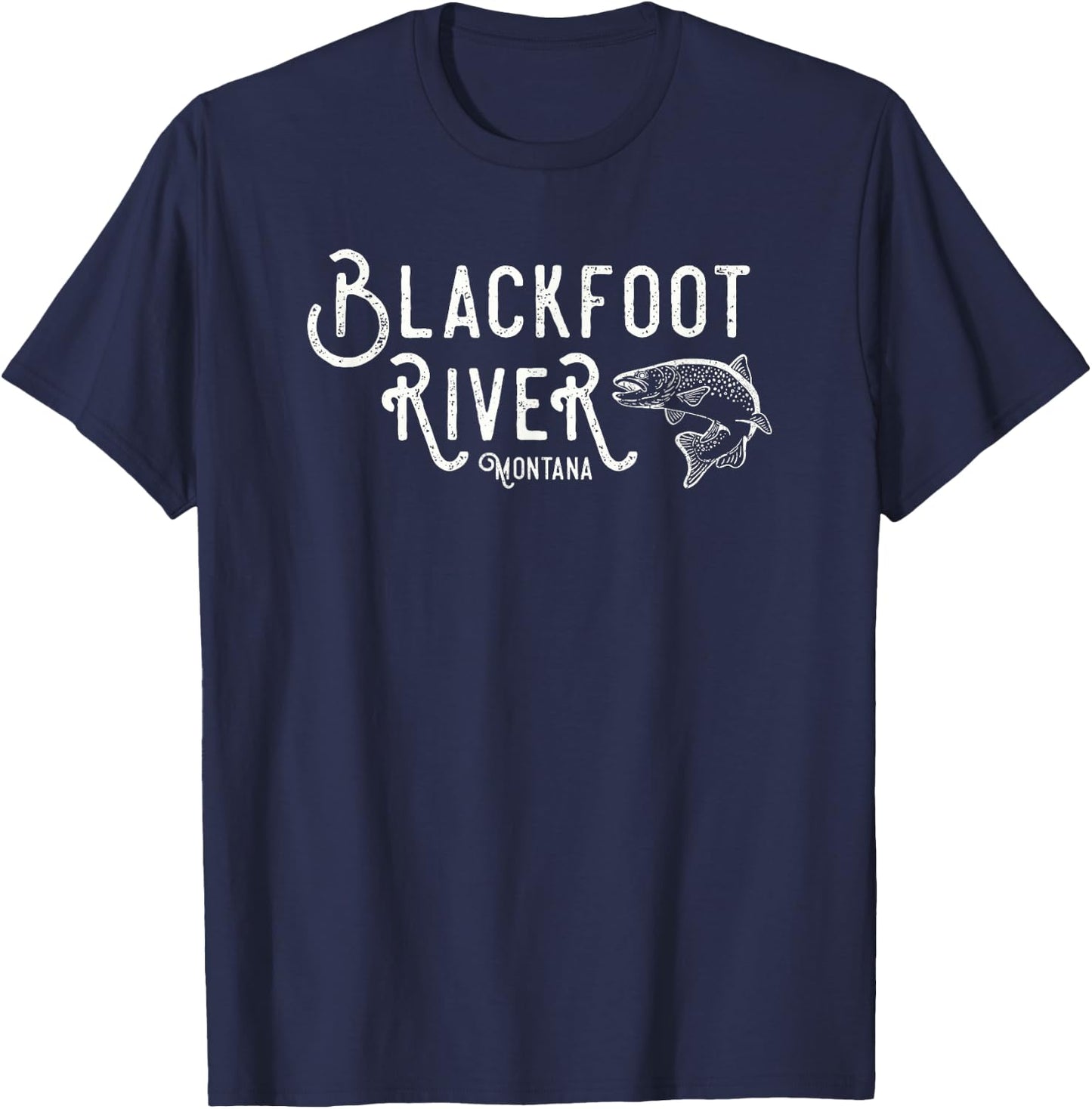 Blackfoot River Montana Fly Fishing Shirt T-Shirt - T-Shirt | Navy