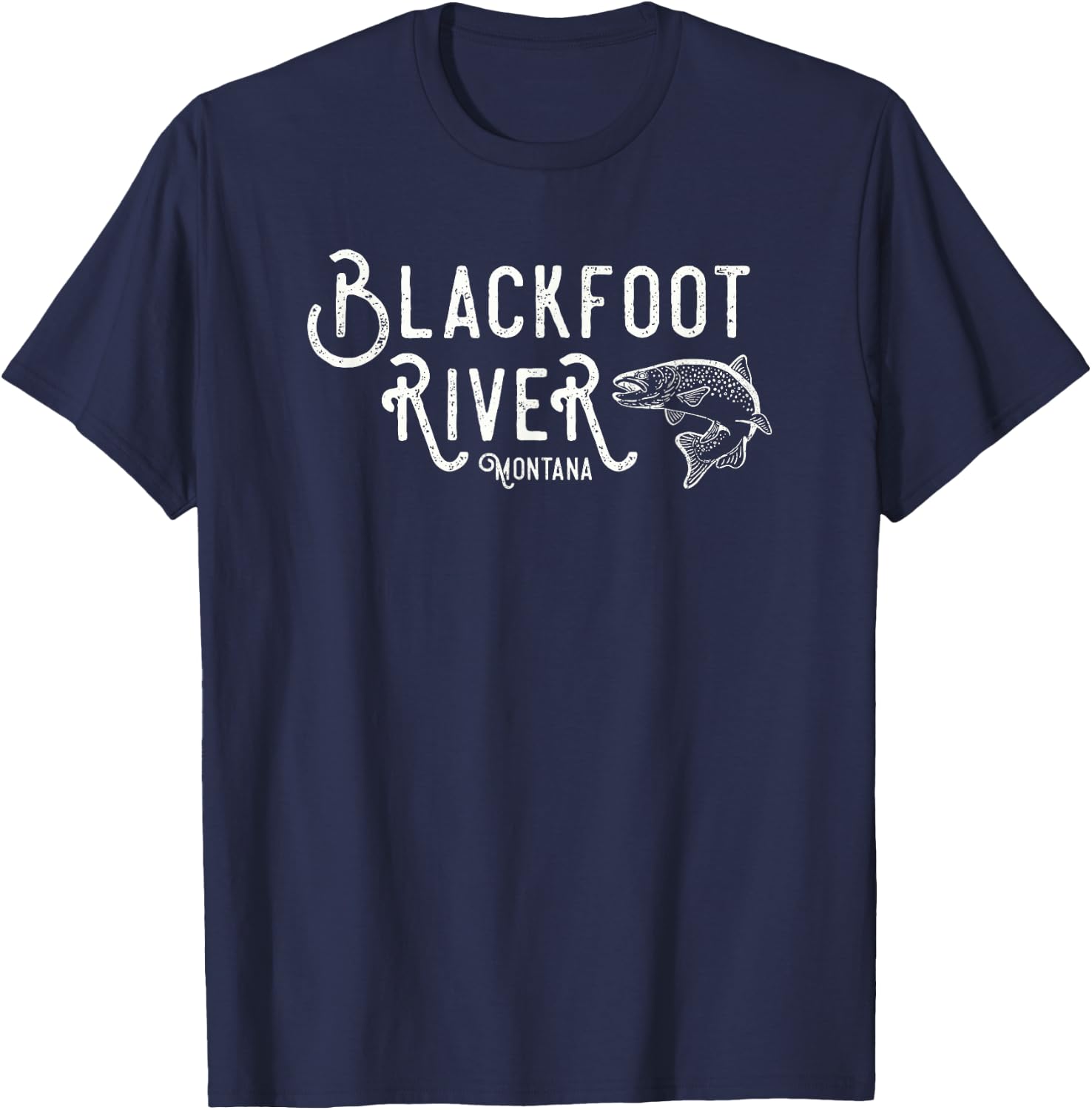 Blackfoot River Montana Fly Fishing Shirt T-Shirt - T-Shirt | Navy