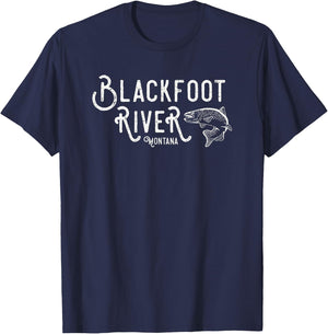 Blackfoot River Montana Fly Fishing Shirt T-Shirt - T-Shirt | Navy