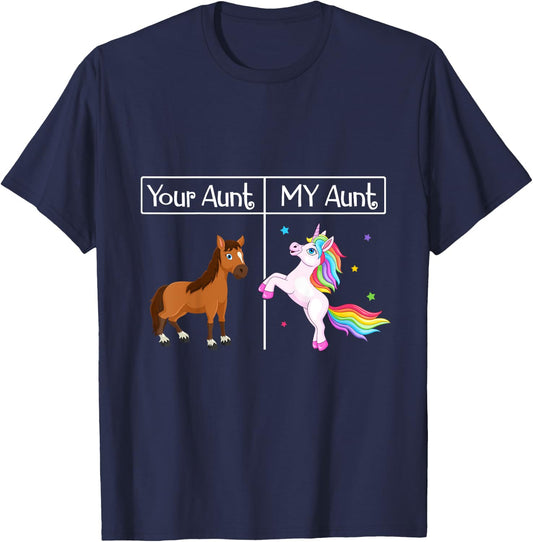 My Aunt Unicorn Funny & Cute Auntie Niece & Nephew Gift T-Shirt - T-Shirt | Navy