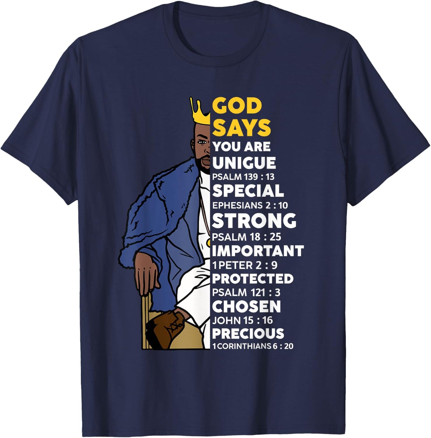 Black History God Says You Are African Christian Men Boys T-Shirt - T-Shirt | Navy