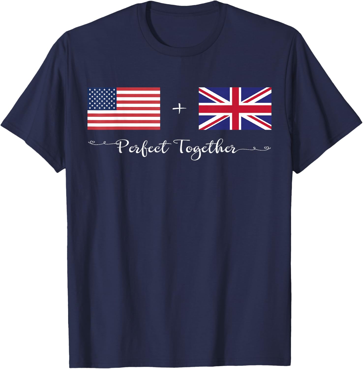 American + British Perfect Together Flag T-Shirt - T-Shirt | Navy