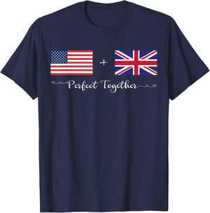 American + British Perfect Together Flag T-Shirt - T-Shirt | Navy