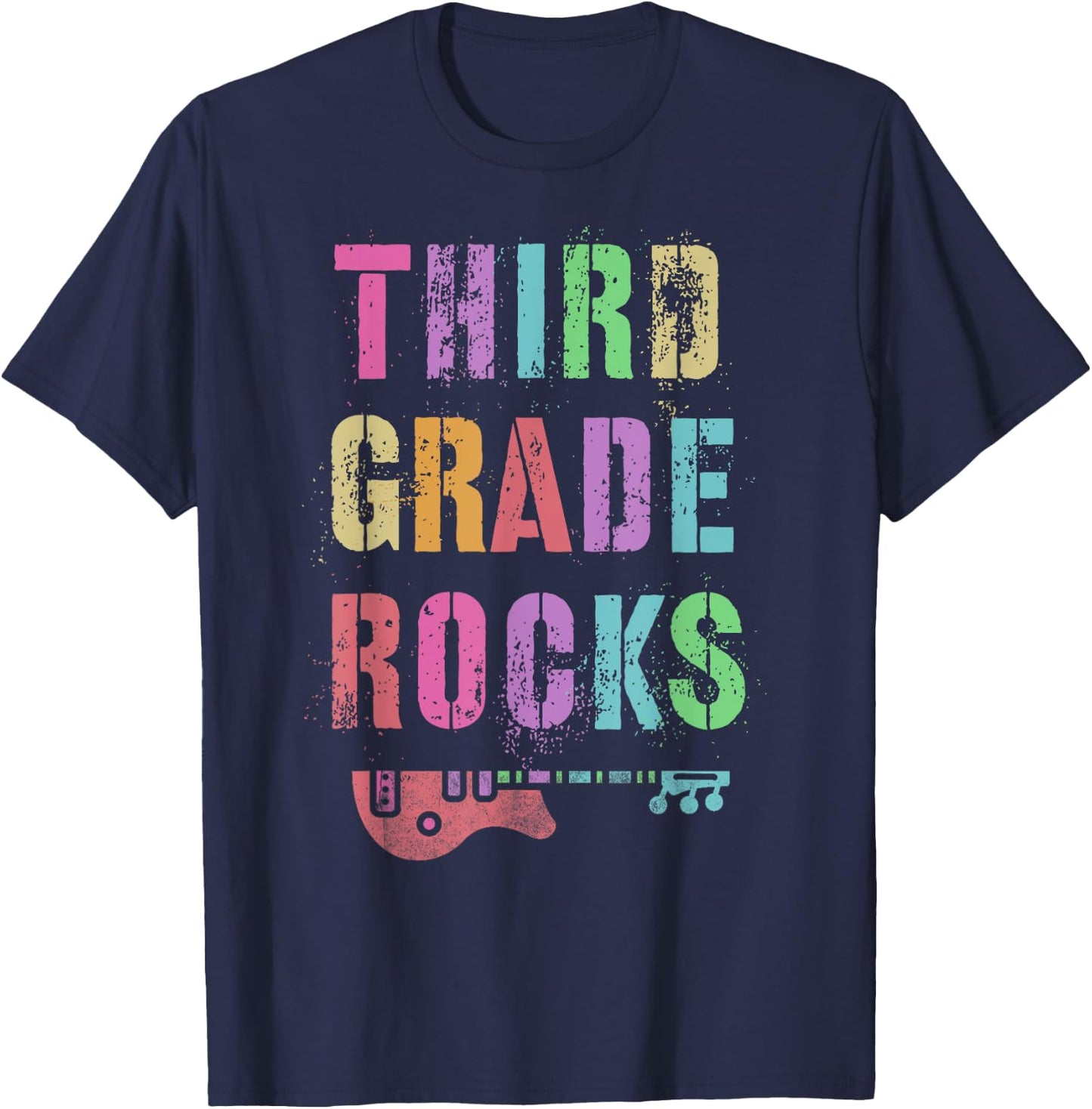 3rd GRADE ROCKS Testing Teacher Rockstar Team Third Grader Men Women Girls Kids T-Shirt - T-Shirt | Navy