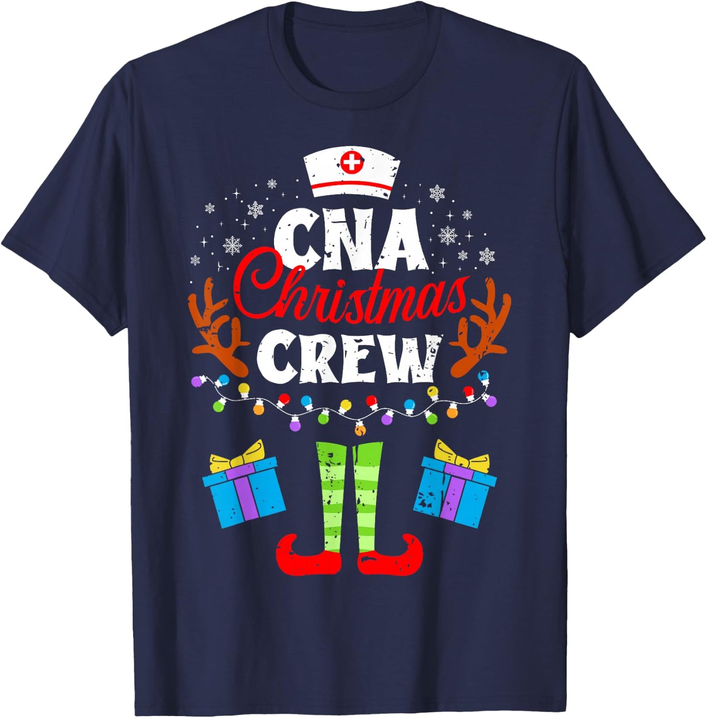 CNA Christmas Nurse Crew Nursing Women Men Pajama Xmas T-Shirt - T-Shirt | Navy
