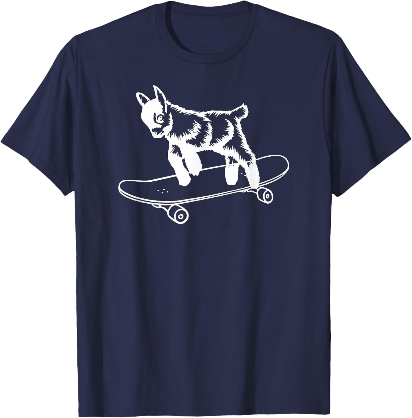 funny baby goat on Skateboard T-Shirt - T-Shirt | Navy