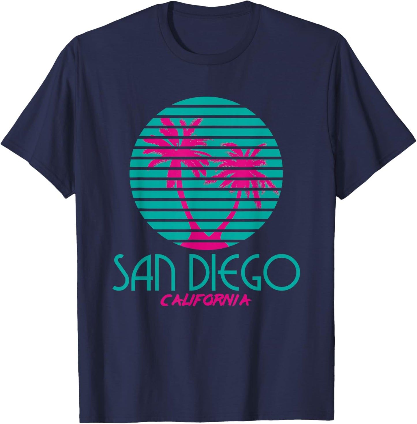 San Diego CA T Shirt Palm Trees California Souvenir T-Shirt - T-Shirt | Navy