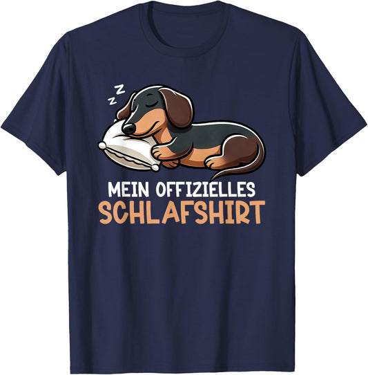Official Dachshund Dog Sleep Shirt Funny Dachshund Dog , black T-Shirt - T-Shirt | Navy