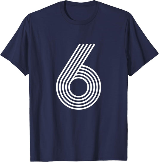 Number 6 Shirt Birthday Gift Numbered Cool Disco T-Shirt - T-Shirt | Navy