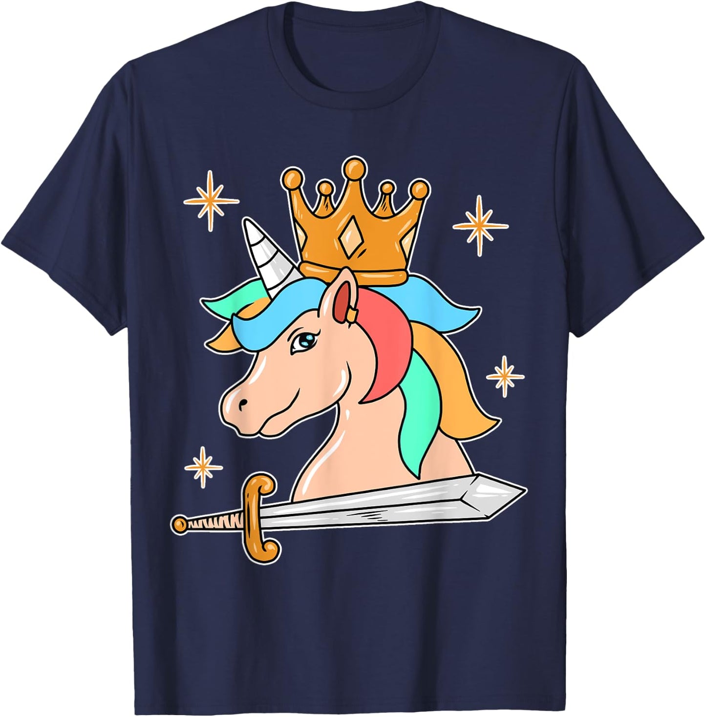 Sword Cute Unicorn T-Shirt - T-Shirt | Navy