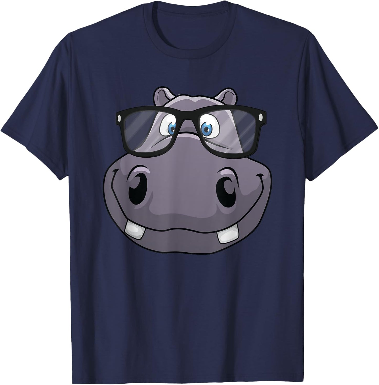Cool Hippo Women Toddler Reading Hippopotamus Zoo T-Shirt - T-Shirt | Navy