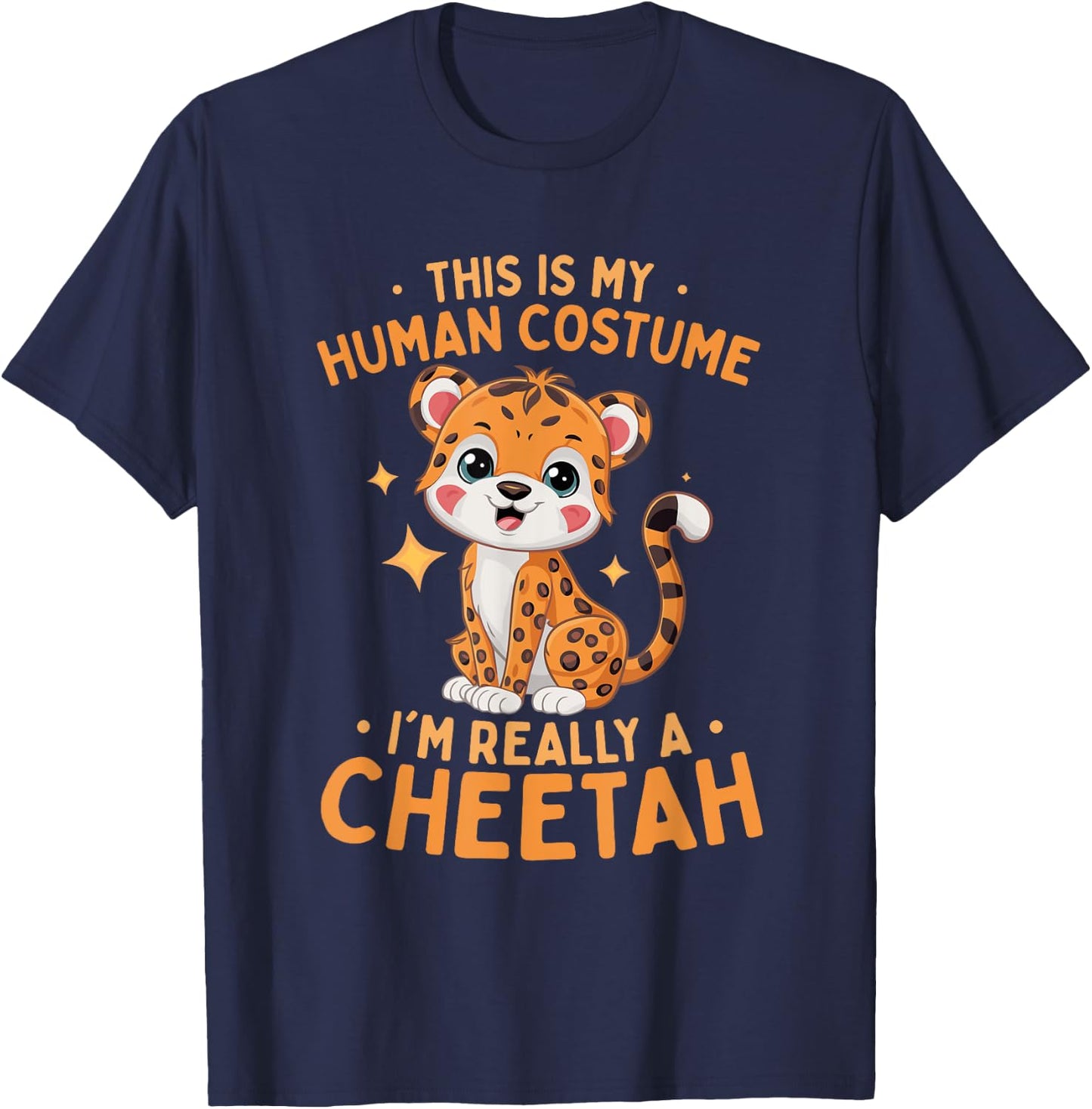 Cheetah Kids This Is My Human Costume I'm Really A Cheetah T-Shirt - T-Shirt | Navy