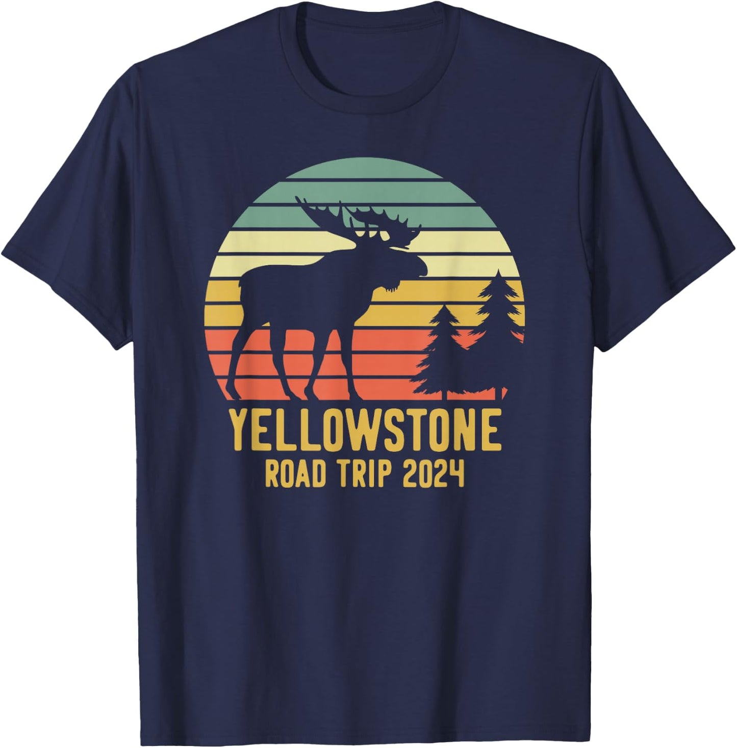 Yellowstone National Park Family Road Trip 2024 Matching T-Shirt - T-Shirt | Navy