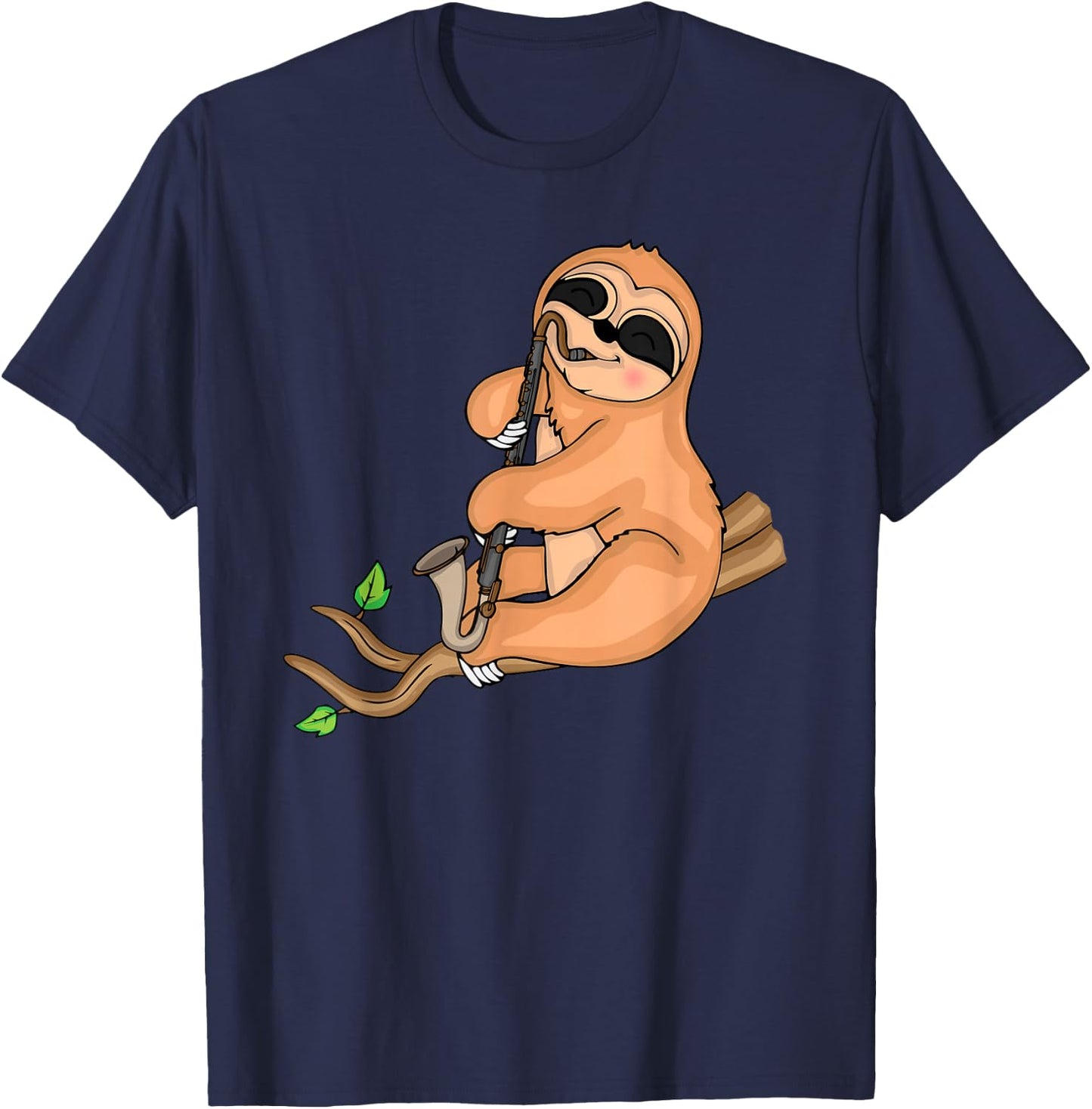 Sloth Bass Clarinet Player Kids Music Big Band Bass Clarinet T-Shirt - T-Shirt | Navy