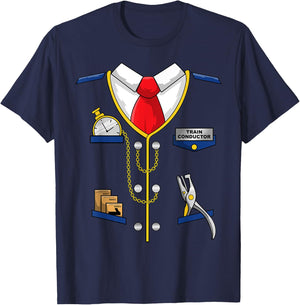 Train Conductor Costume Shirt- Men Women Kids - Train Driver T-Shirt - T-Shirt | Navy