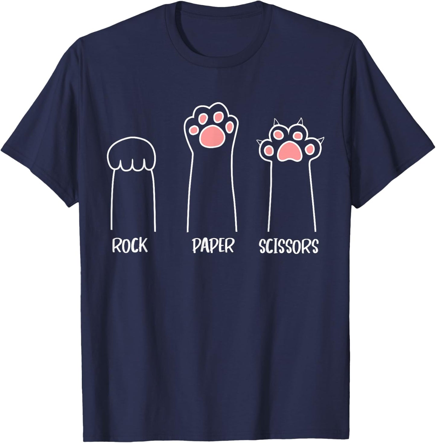 Introvert Cat Animal Rescue Pet Lover Apparel - Rock Paper Scissors Handspiel mit niedlichen Pfoten, lustige Katze - Erwachsene und Kinder - Schwarz - S T-Shirt - T-Shirt | Navy