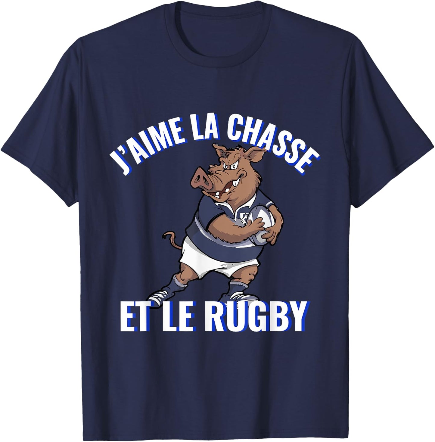 Boar Rugby Player For Hunting Lovers And Rugby , Black, S T-Shirt - T-Shirt | Navy