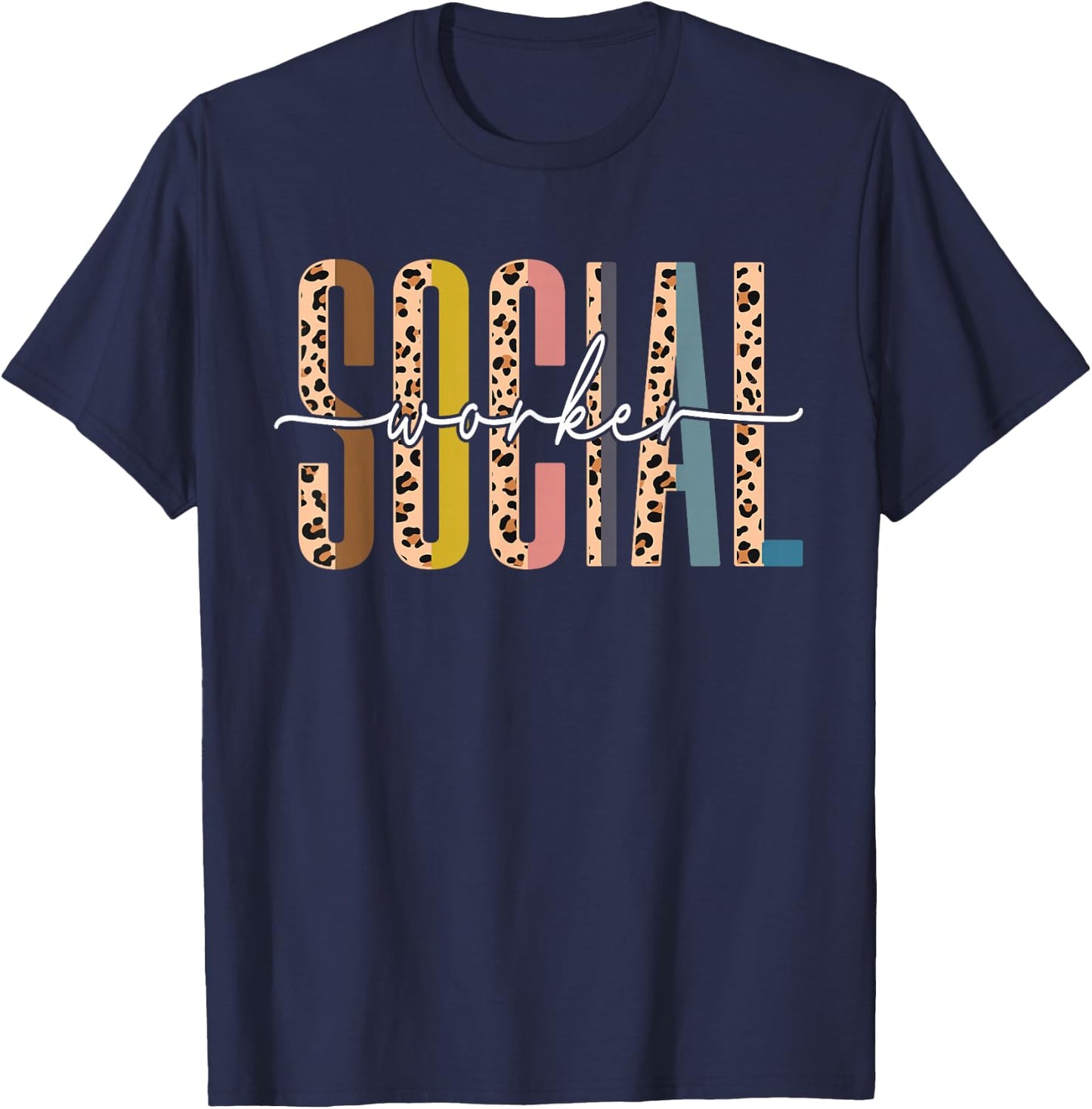 Social Worker Leopard Funny Social Work Life Girls T-Shirt - T-Shirt | Navy