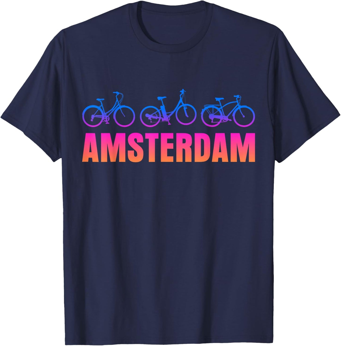 Amsterdam | Niederlande Holland | Fahrrad Fahrrad T-Shirt - T-Shirt | Navy