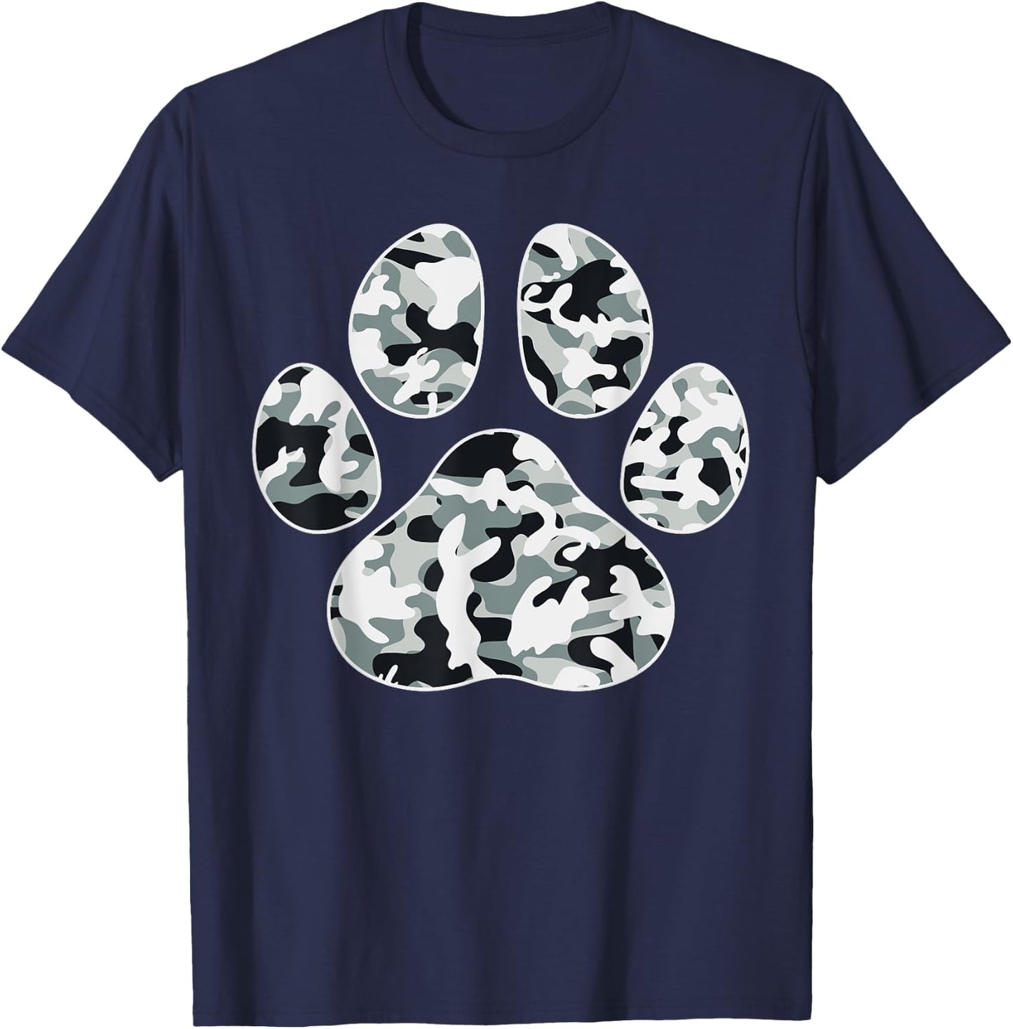 Cute Camo Paw Print Pet Owner Camouflage Paw Print Dog Lover Men Women Kids T-Shirt - T-Shirt | Navy