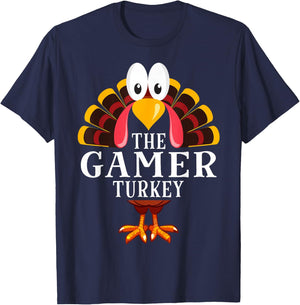 Thanksgiving The Gamer Turkey Matching T-Shirt - T-Shirt | Navy