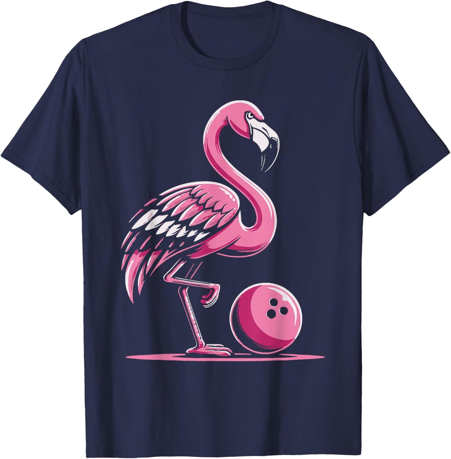 Flamingo Bowling Player Bowler T-Shirt - T-Shirt | Navy