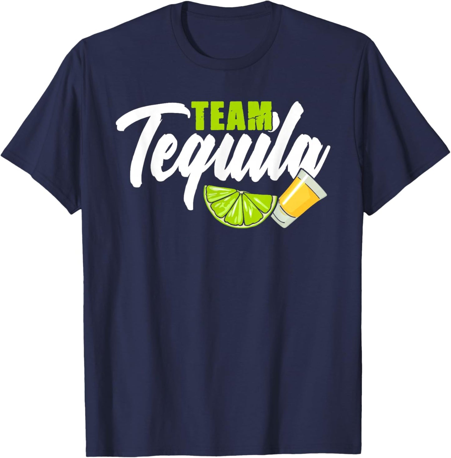 Funny Team Tequila With Green Lime Salt Group Costume T-Shirt - T-Shirt | Navy