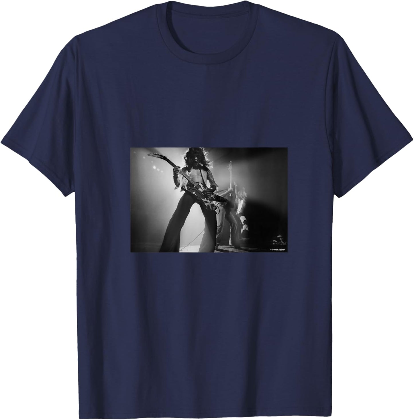 Women's Eddie Van Halen Runnin' with The Devil Live Simon Fowler V-Neck T-Shirt - T-Shirt | Navy