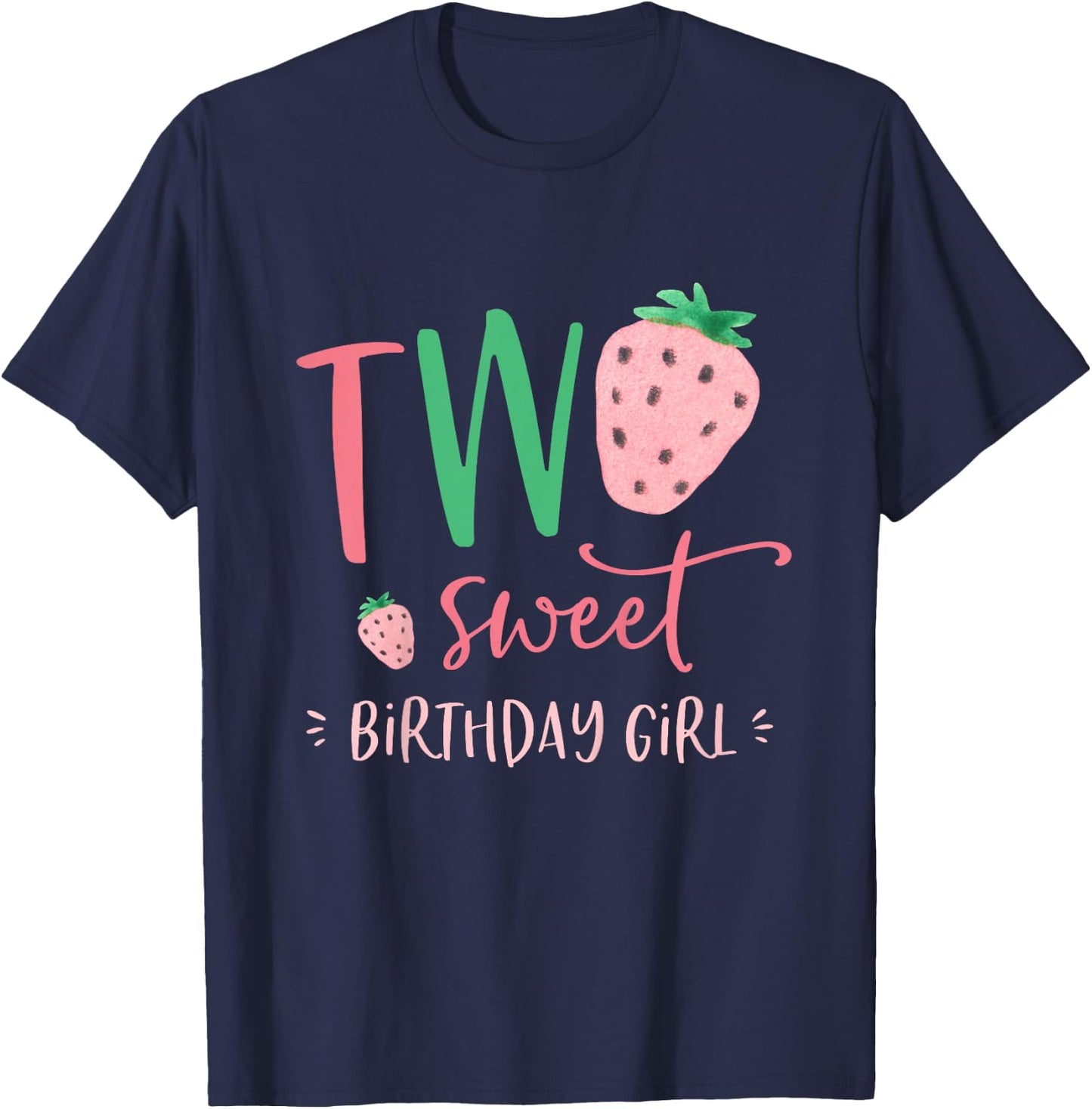 Zwei süße Geburtstagskinder Strawberry 2nd Second Bday Party T-Shirt - T-Shirt | Navy