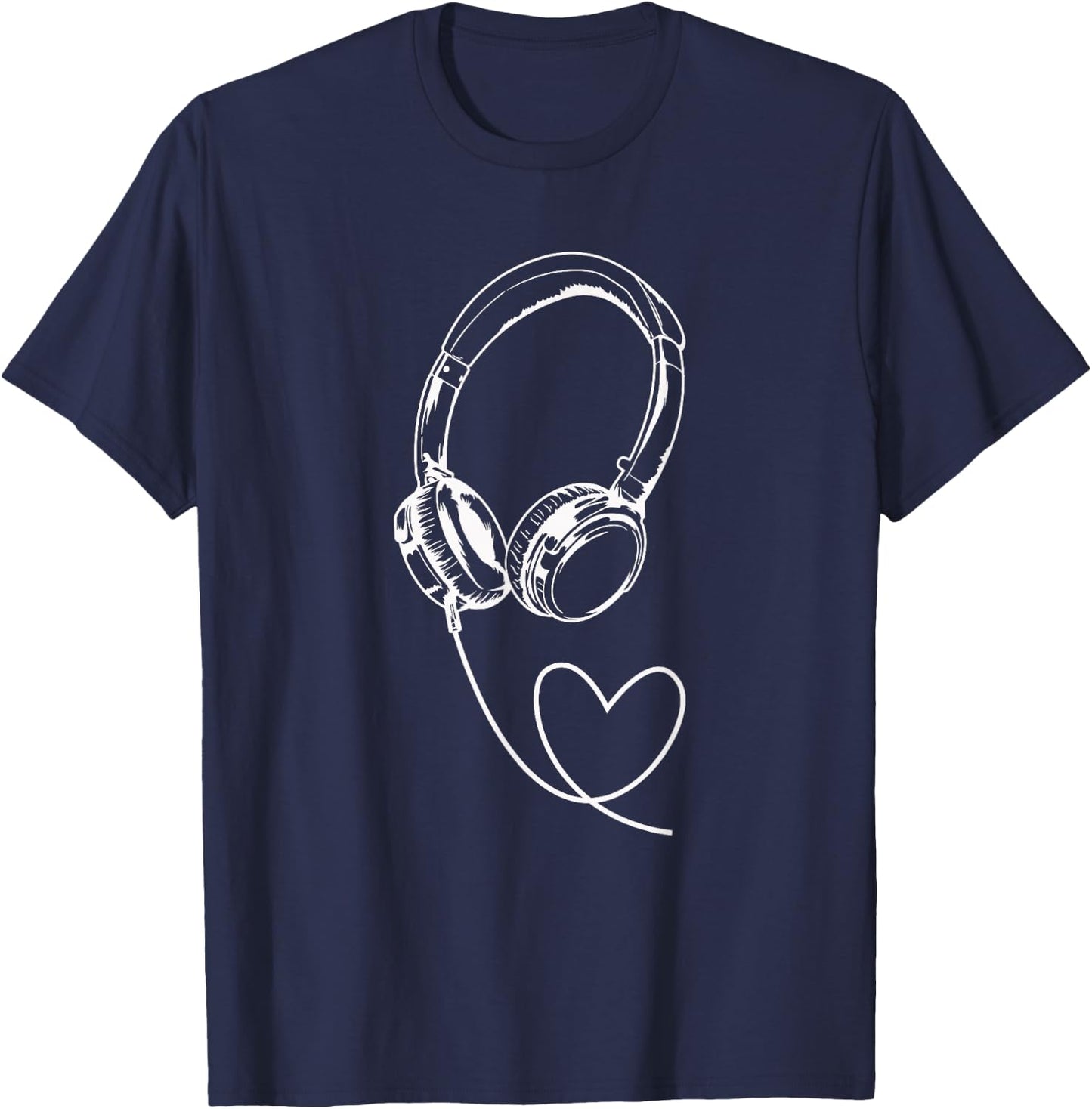 Kopfhörer Herz Musik Liebe T-Shirt - T-Shirt | Navy