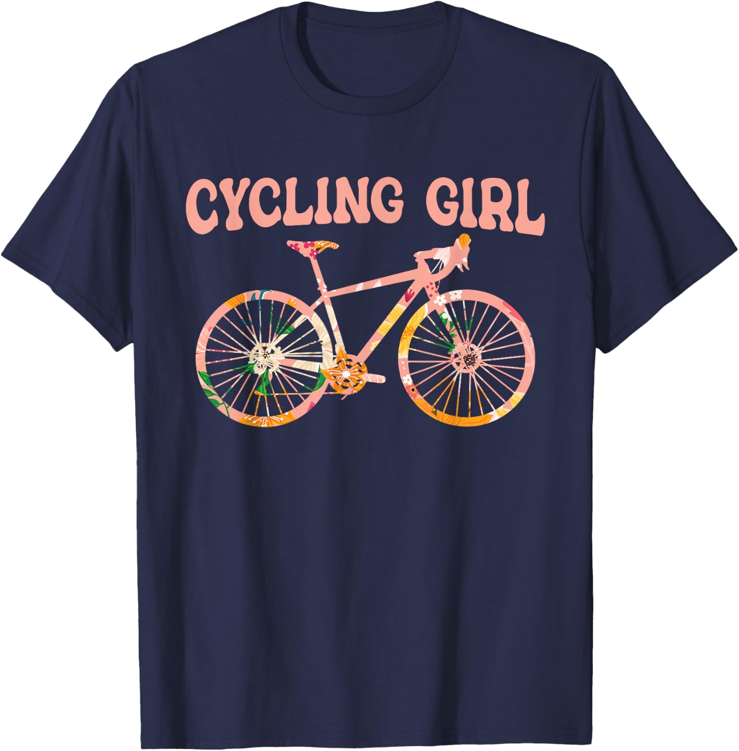 Cycling Girl - Funny Cycling Cyclist Bicycle T-Shirt - T-Shirt | Navy