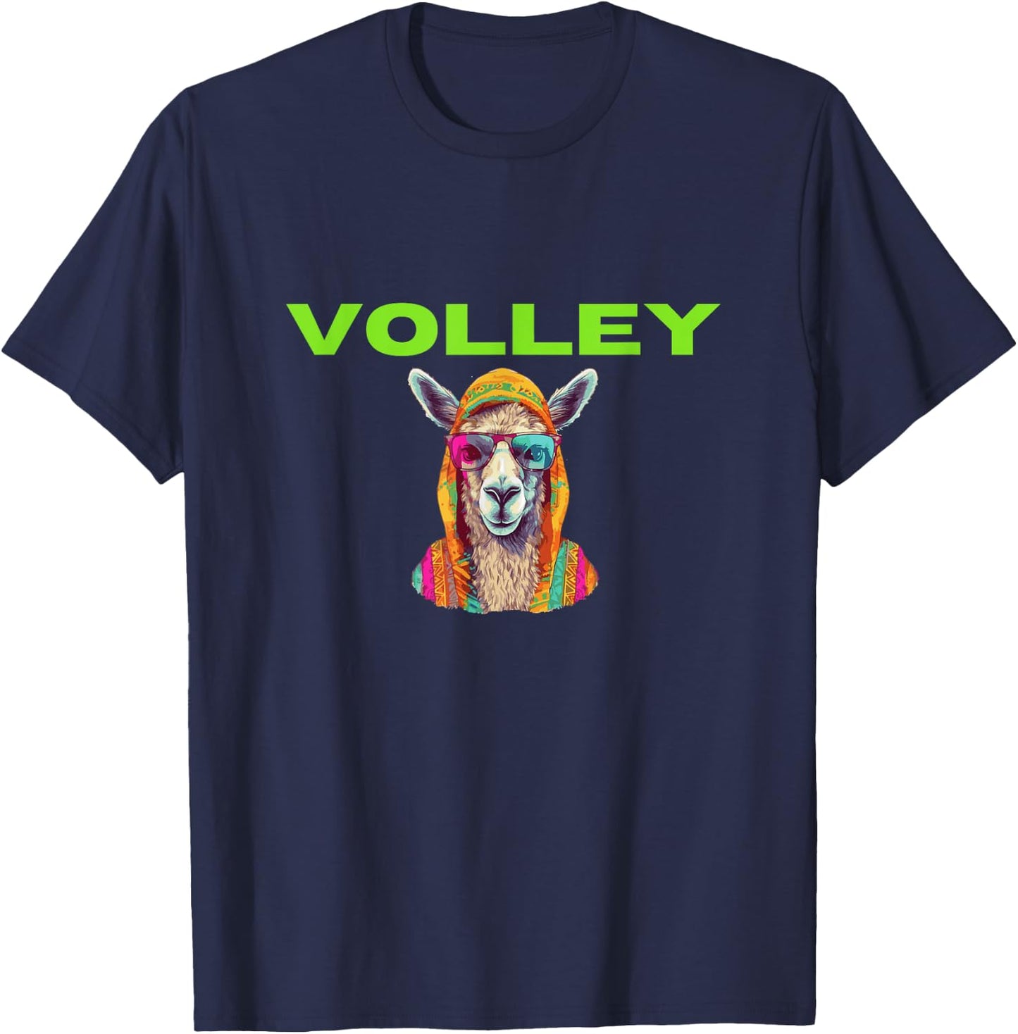 Volley Llama Funny Pickleball Shirt T-Shirt - T-Shirt | Navy