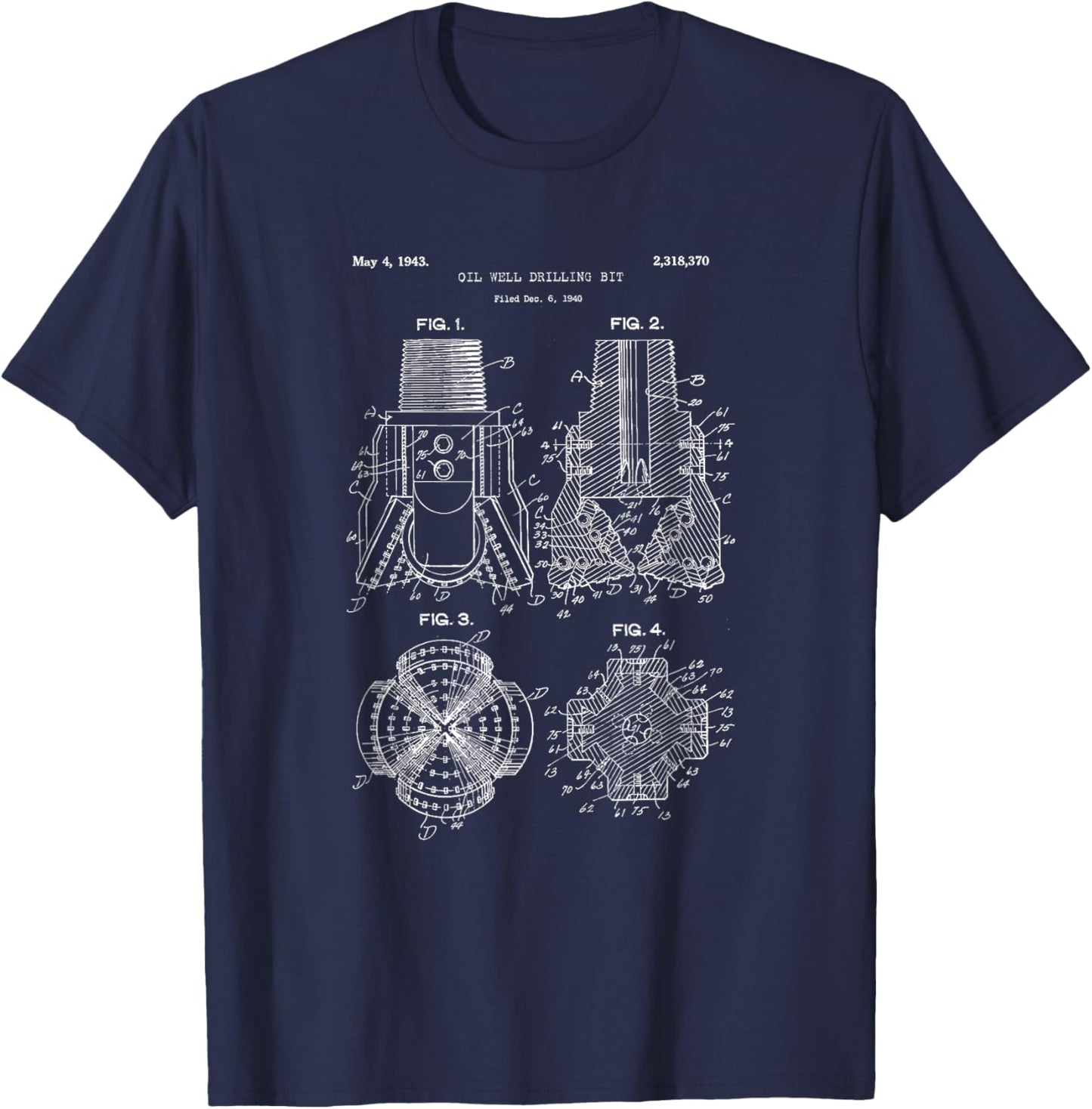 Drill Bit Blueprint Shirt - Petroleum Engineer Oilfield T-Shirt - T-Shirt | Navy