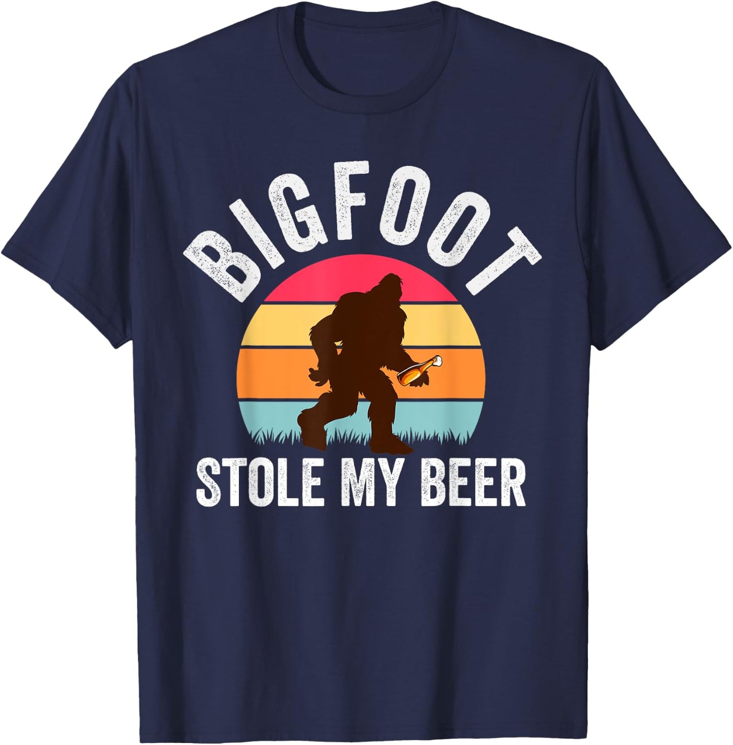 Bigfoot Stole My Beer Funny Yeti Yowi Sasquatch Drinking T-Shirt - T-Shirt | Navy