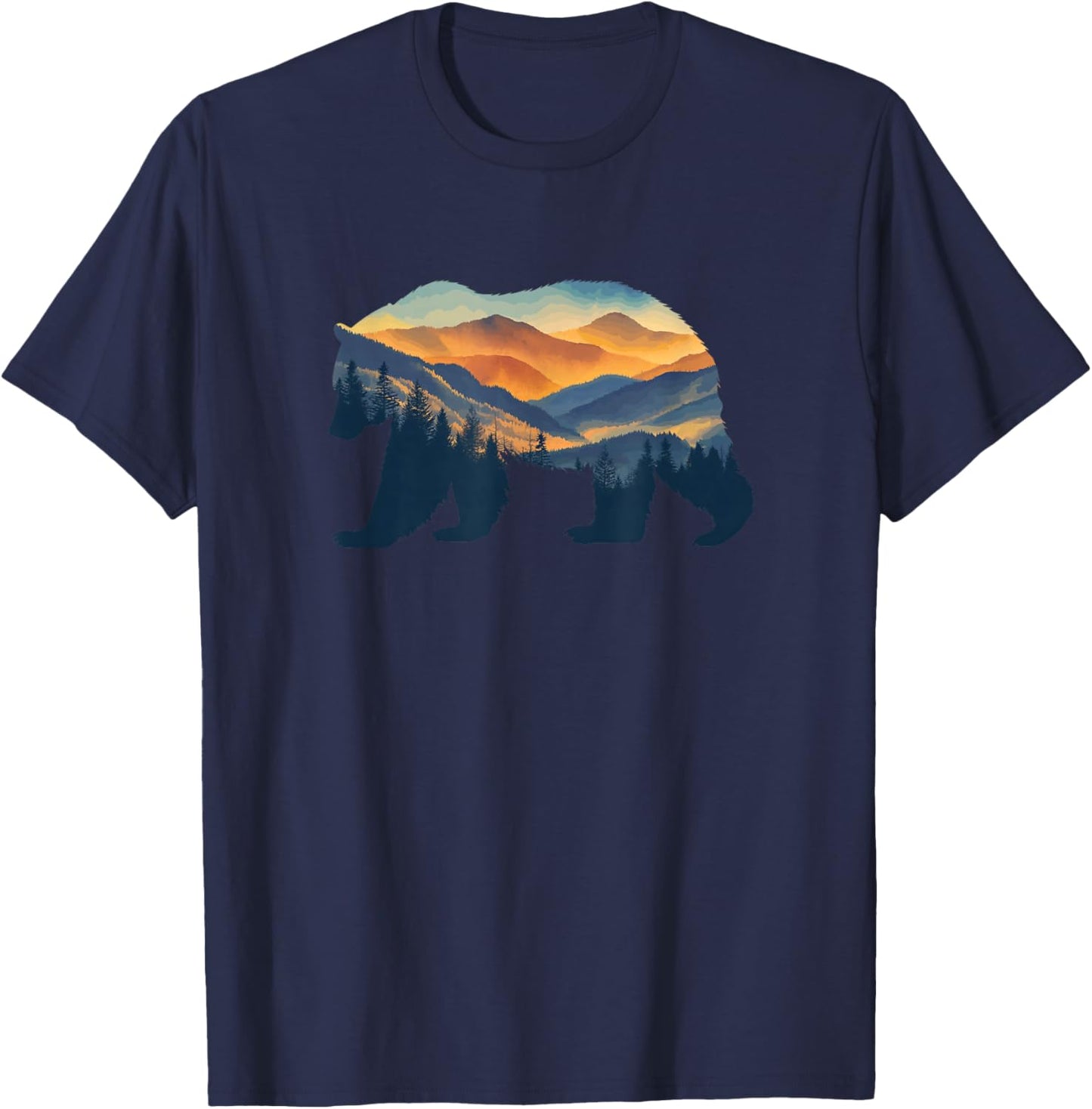 Nature Bear Forest Hiking Camping Outdoors Travel T-Shirt - T-Shirt | Navy