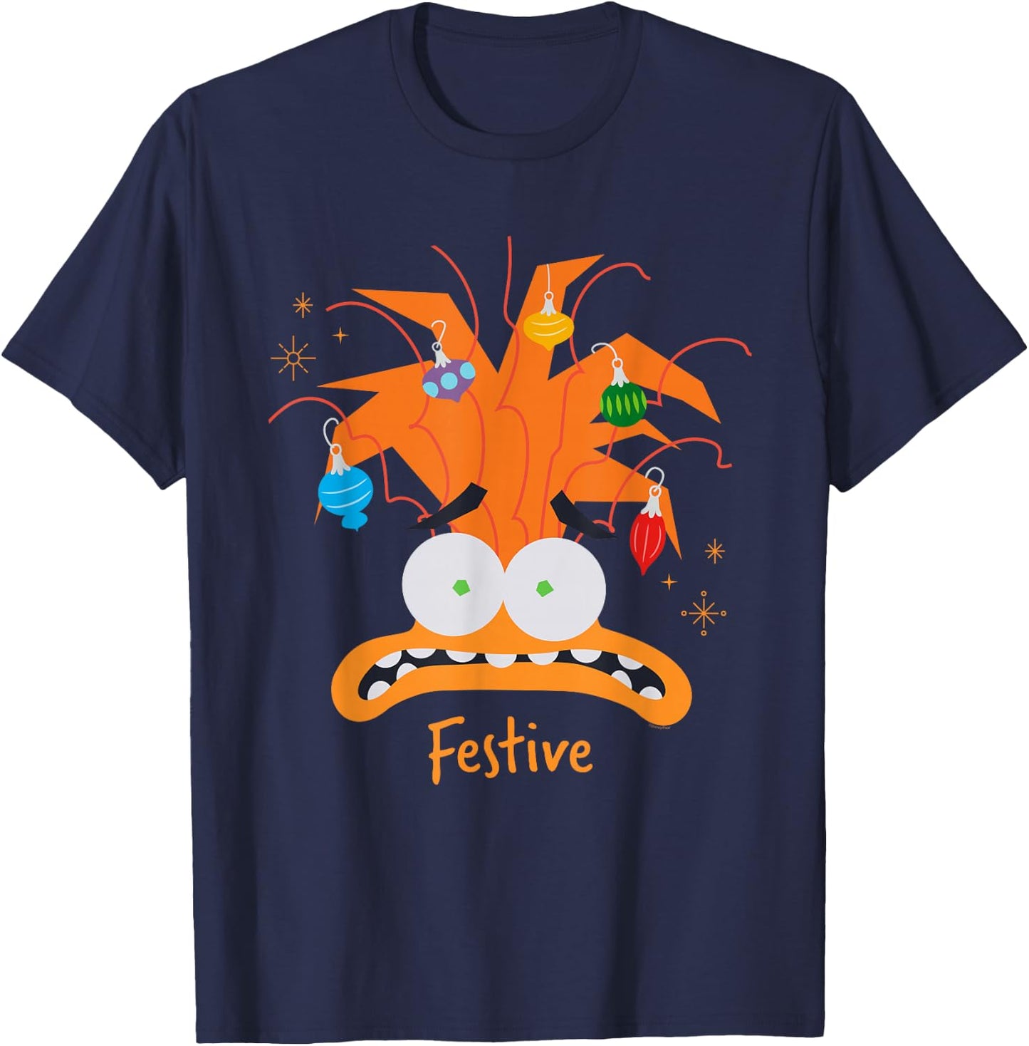 Disney and Pixar’s Inside Out 2 Anxiety Festive Christmas T-Shirt - T-Shirt | Navy