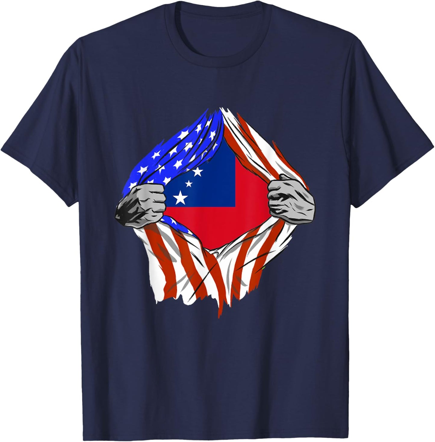 Samoan Roots Samoa USA Samoan Pride Chest Samoan Flag T-Shirt - T-Shirt | Navy