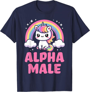 Funny Ironic Men Cute Alpha Male Unicorn , Black, S T-Shirt - T-Shirt | Navy
