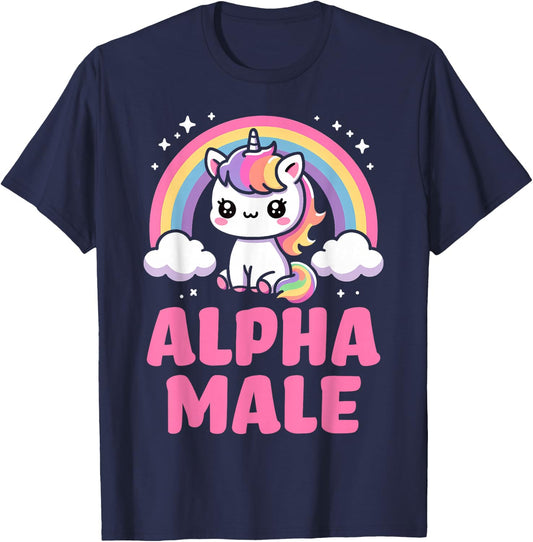 Funny Ironic Men Cute Alpha Male Unicorn , Black, S T-Shirt - T-Shirt | Navy