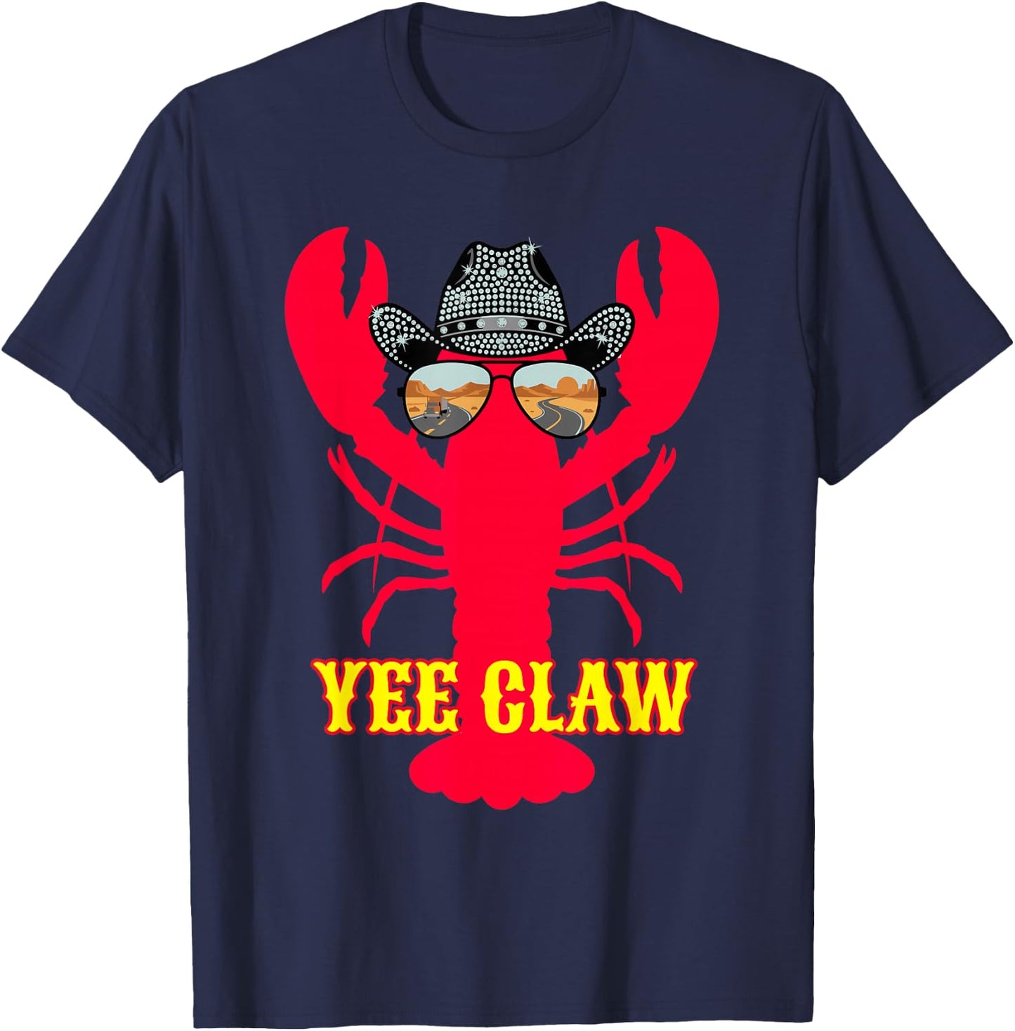Yee Claw Chapeau de Lunettes de Soleil Homard T-Shirt - T-Shirt | Navy