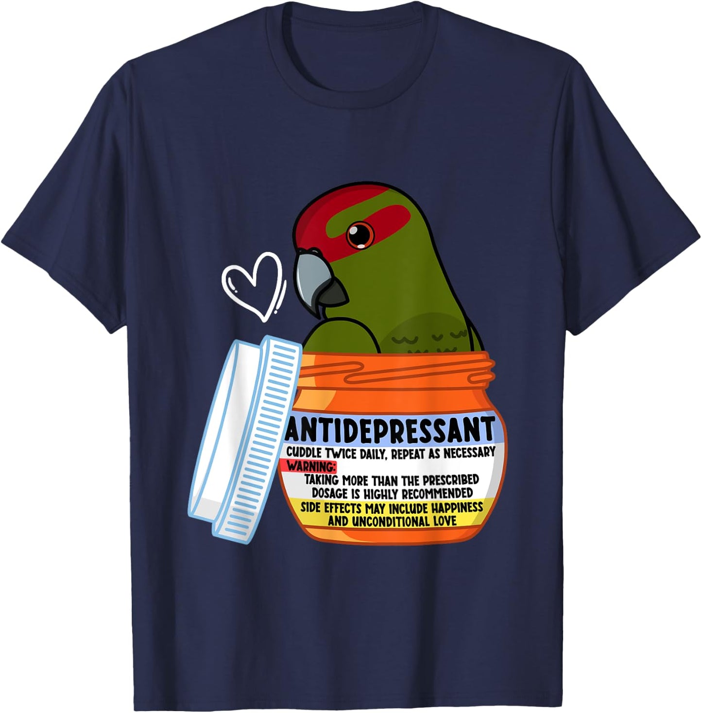 Cute Antidepressant Parrot I Red-crowned Kakariki T-Shirt - T-Shirt | Navy