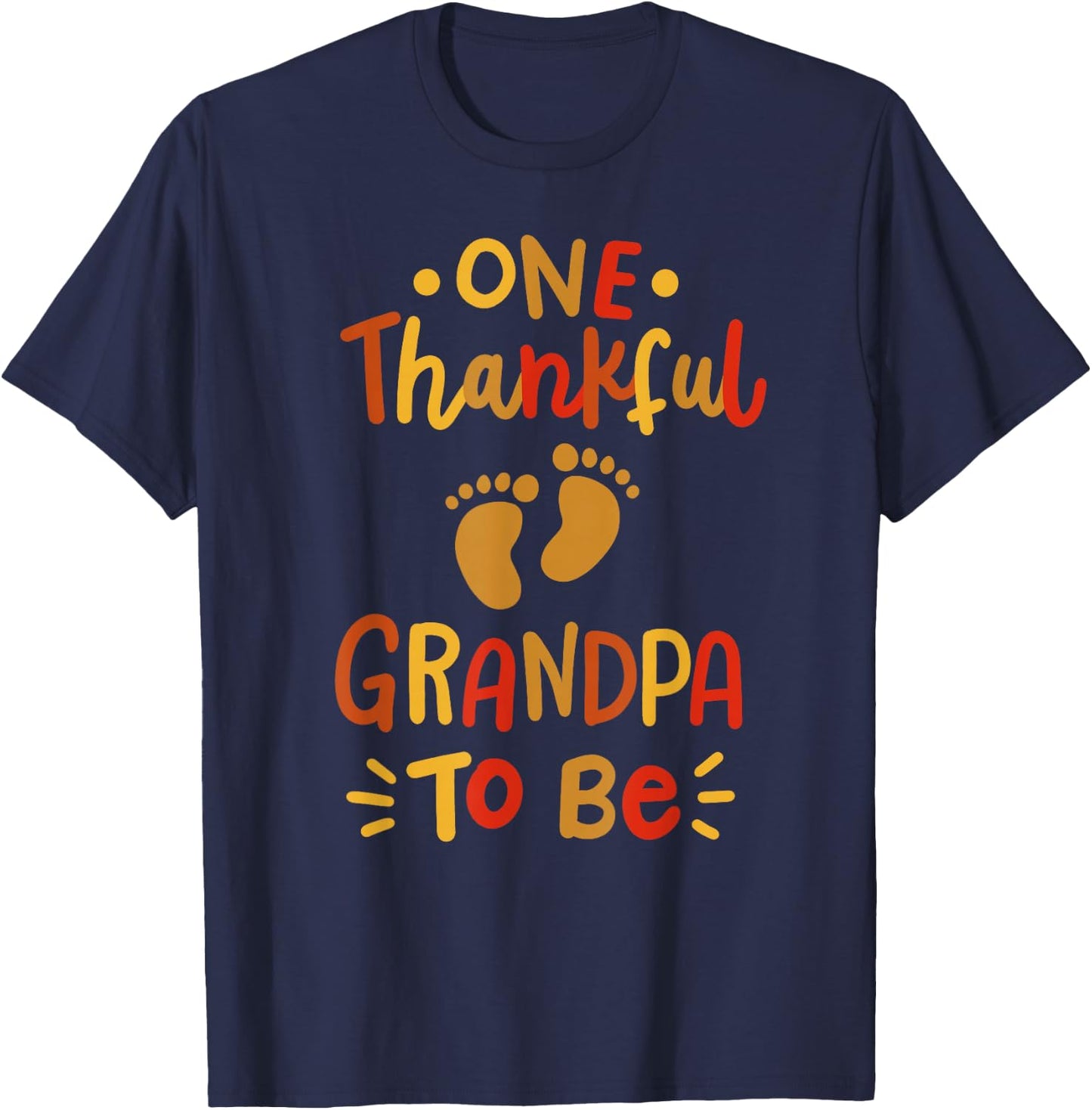 Thanksgiving Pregnancy Announcement Family Thankful Grandpa T-Shirt - T-Shirt | Navy