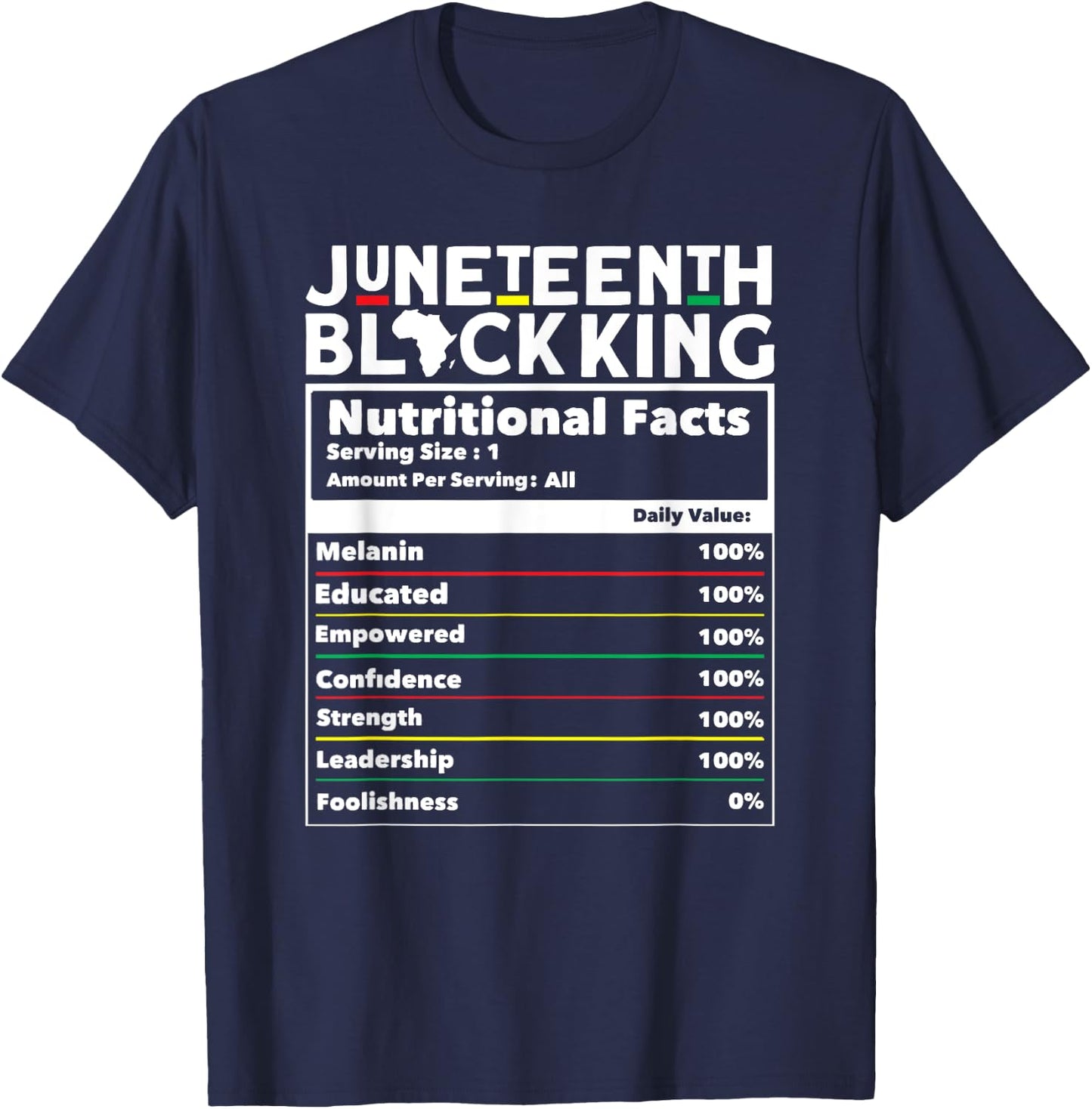 Juneteenth Black King Nutritional Facts Men's Juneteenth T-Shirt - T-Shirt | Navy