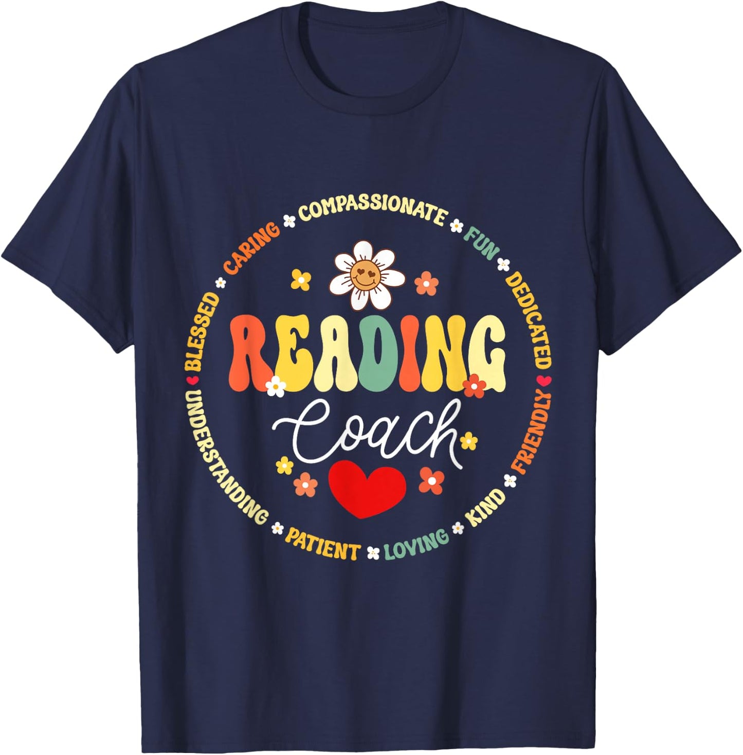 Reading Coach Teacher Interventionist Specialist Literacy T-Shirt - T-Shirt | Navy