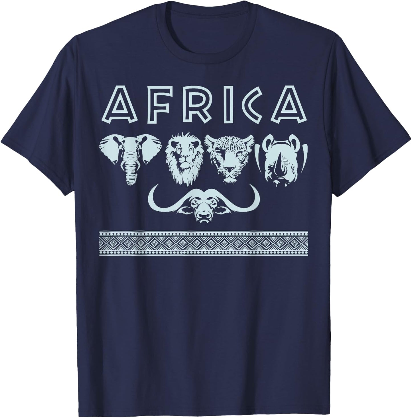 AFRICA Shirt Big 5 Wildlife Safari Hunting Gift T-Shirt - T-Shirt | Navy