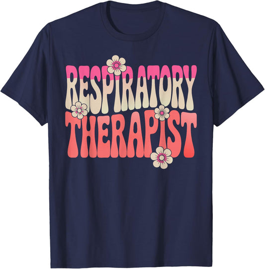 Retro Respiratory Therapy Lung Health Therapist T-Shirt - T-Shirt | Navy