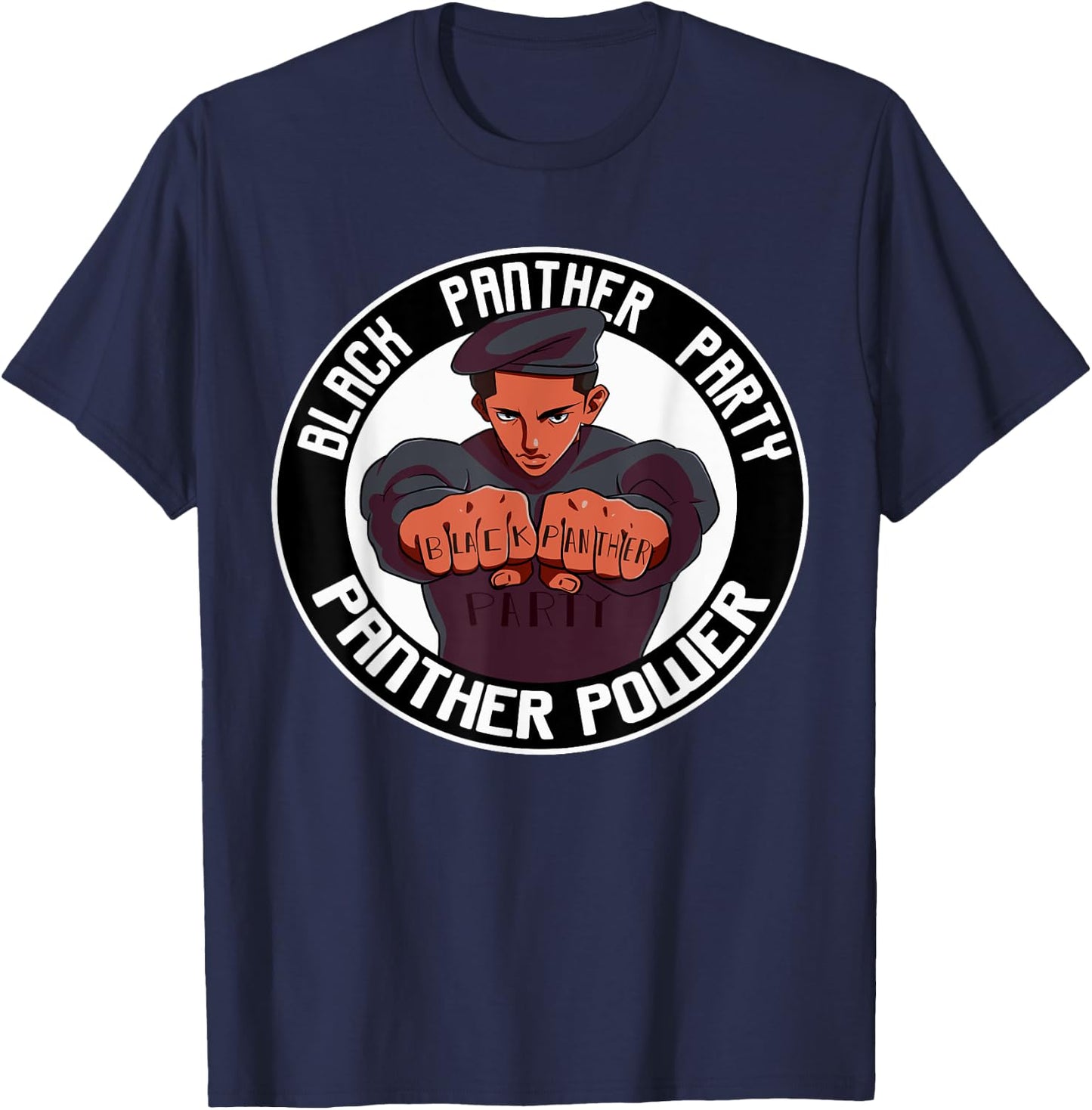 Black Power Panther Party Beret Afro1966 Logo T-Shirt - T-Shirt | Navy